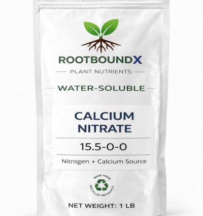 Calcium Nitrate 15.5-0-0 Fertilizer 1 lb – 26% Calcium Water Soluble Plant Nutrient – Hydroponic & Soil Use – Grower Grade – RootboundX